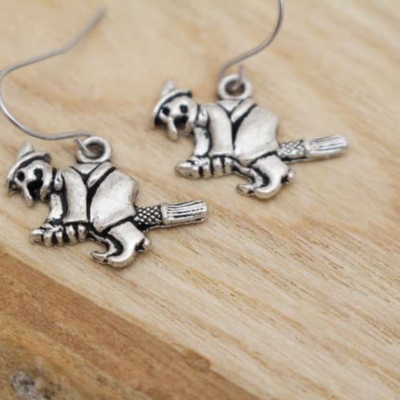 Broomstick Witch Charm Earrings - Picture 5 of 6